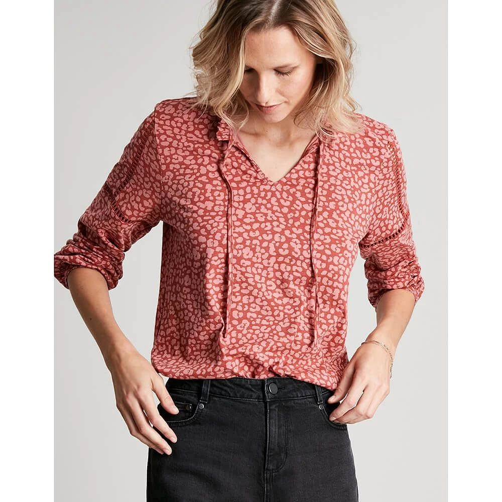 Joules Ladies Frances Printed Ladder Insert Blouse 3 Joules Ladies Frances Printed Ladder Insert Blouse