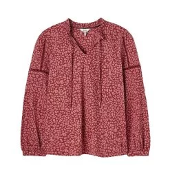 Joules Ladies Frances Printed Ladder Insert Blouse 15 Joules Ladies Frances Printed Ladder Insert Blouse -Equestrian Sales Store 219820 orangeleop flat clp