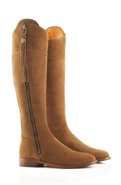 Fairfax & Favor Ladies Regina Sporting Fit Suede Flat Boots Tan