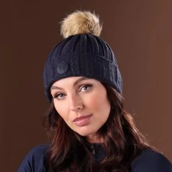 Shires Aubrion Team Bobble Hat -Equestrian Sales Store 8676 navy 11