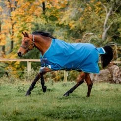 Horseware Rhino Original 0g Lite Turnout Rug Navy/Aqua/Grey