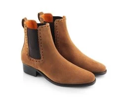Fairfax & Favor Ladies Brogued Chelsea Suede Ankle Boot