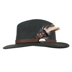Hicks & Brown Ladies Suffolk Fedora Hat Olive Green Gamebird Feather -Equestrian Sales Store dsc6238 preview min