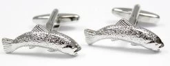 Sax Mens Soprano Salmon Fish Country Cufflinks Silver