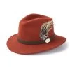 Hicks & Brown Ladies Suffolk Fedora Hat Guinea & Pheasant Feather -Equestrian Sales Store hicks brown ladies suffolk fedora hat guinea pheasant feather cinnamon 3