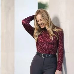 LeMieux Womens Fleur Base Layer -Equestrian Sales Store it03357 lifestyle fleurbaselayer merlot 5