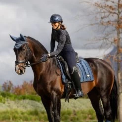 LeMieux Loire Satin Dressage Saddle Pad Atlantic -Equestrian Sales Store it03836 lifestyle loireclassicdressagesquare atlantic 10