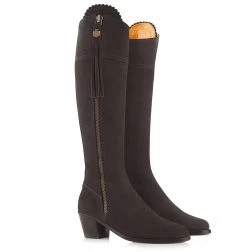 Fairfax & Favor Ladies Heeled Regina Suede Boots -Equestrian Sales Store regina heeled choc pair