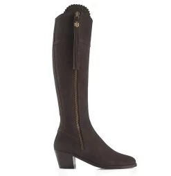 Fairfax & Favor Ladies Heeled Regina Suede Boots -Equestrian Sales Store regina heeled choc side
