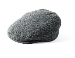 Failsworth Stornoway Harris Tweed Flat Cap Grey Herringbone