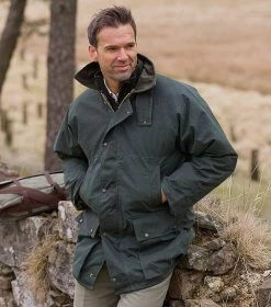 Hoggs Of Fife Padded Waxed Jacket Olive