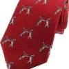 Sax Mens Woven Silk Tie Boxing Hares Red -Equestrian Sales Store woven silk tie red boxing hares