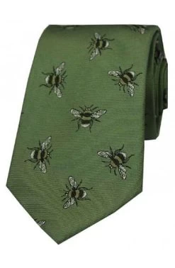 Sax Mens Bumble Bee Country Silk Tie Sage Green